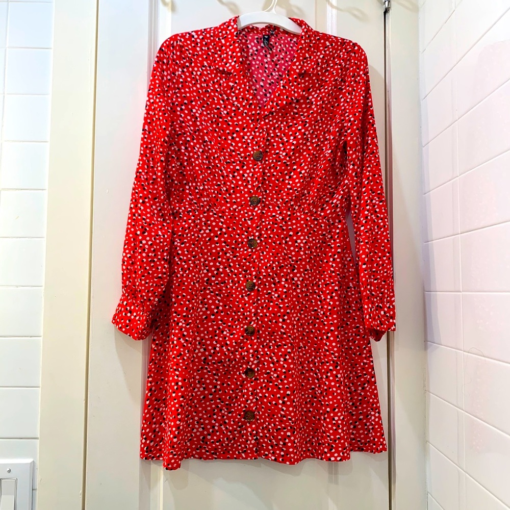Red printed dress